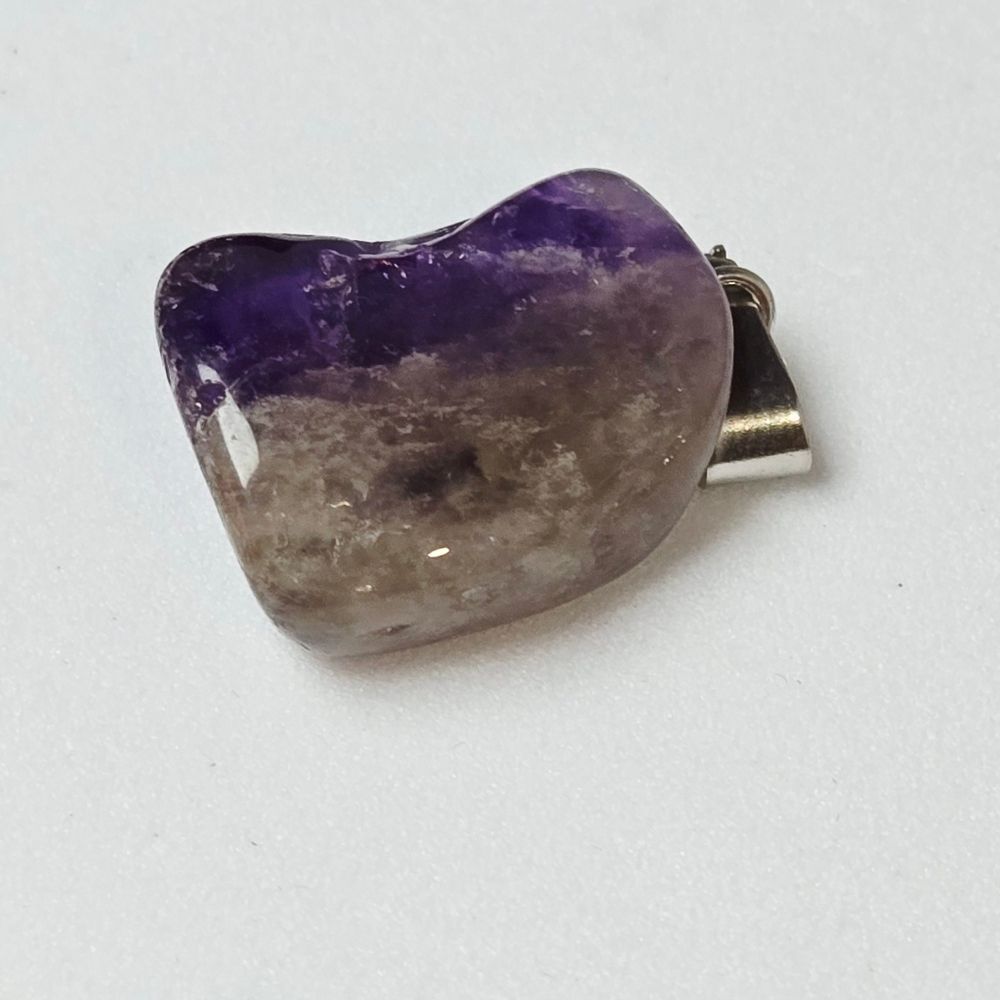 Amethyst Purple Geometric Natural Stone Pendant Necklace Abstract Crystal - Picture 3 of 4